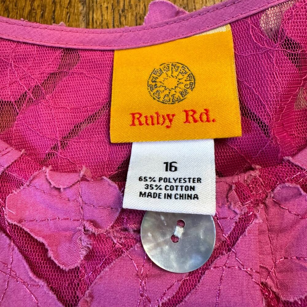 Ruby Rd Fuchsia Button Up Top and Tank Womens 16 XL Eyelet Coastal Cottagecore - Picture 5 of 9